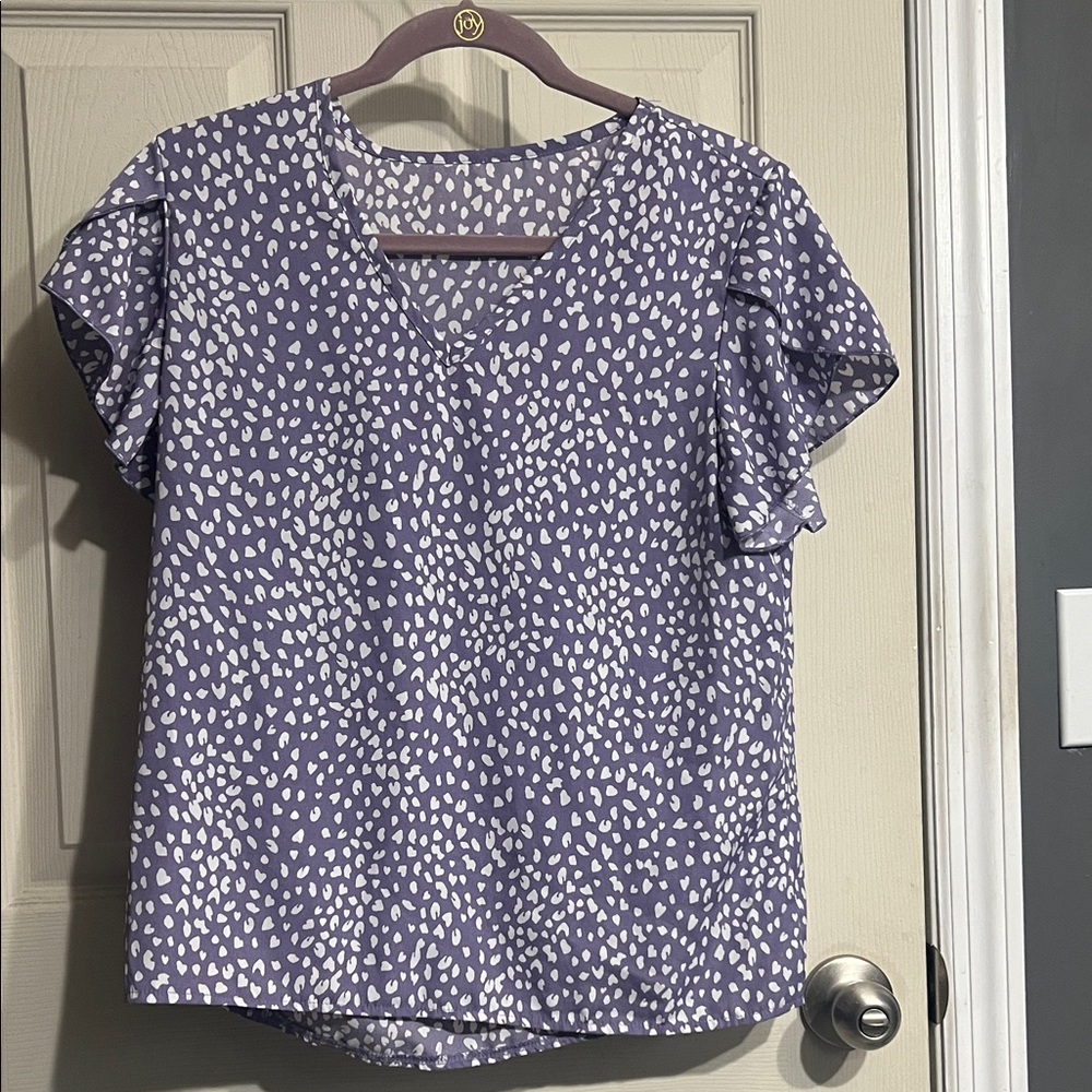 SHEIN Purple and White Patterned Blouse